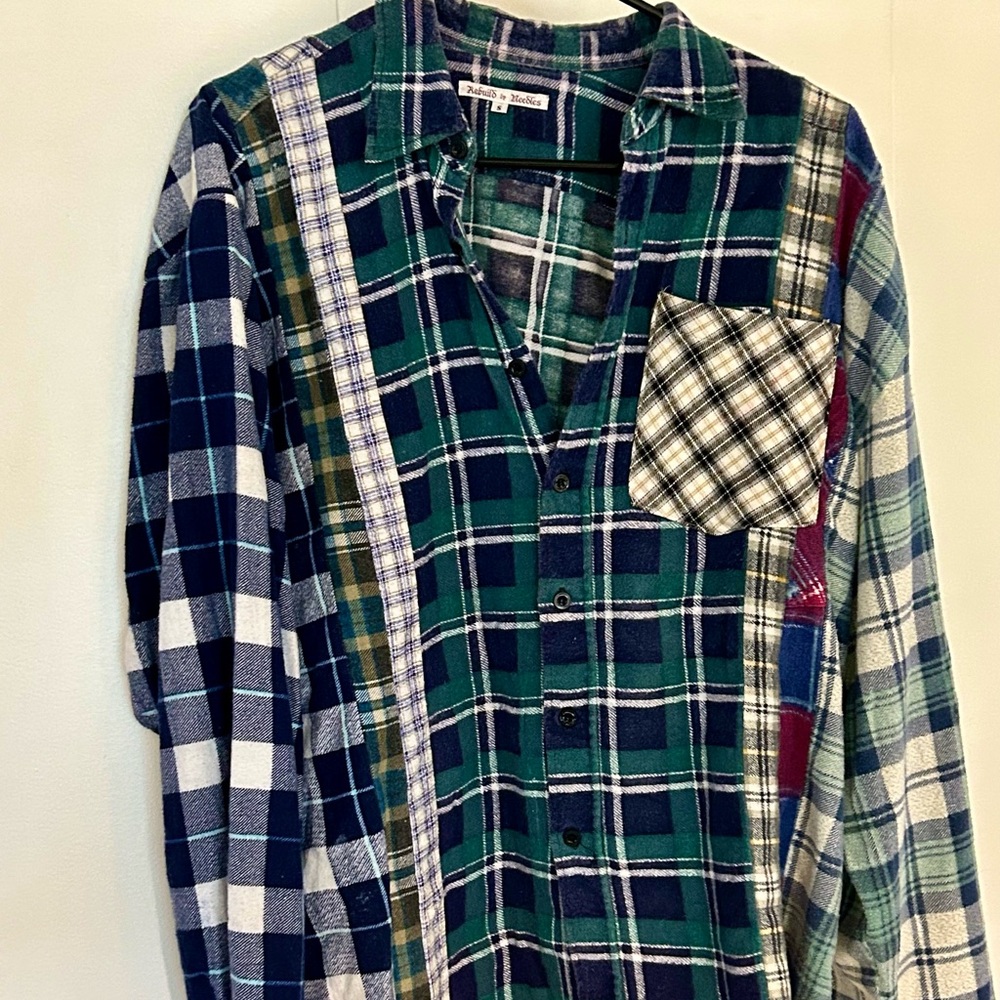 Needles Rebuild 7-Cut Flannel Men’s S Multicolor Plaid Button Down Shirt